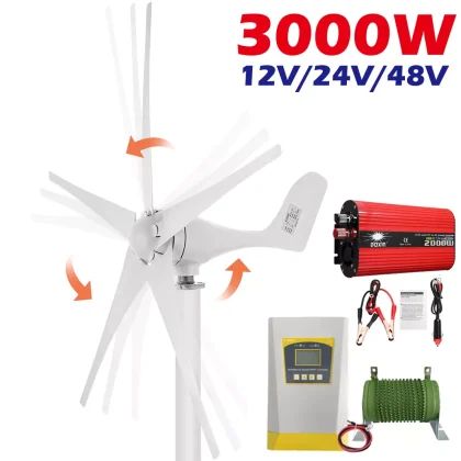 3KW Wind Generator Turbine Power Inverter MPPT Charge Controller Kit 12V/24V/48V